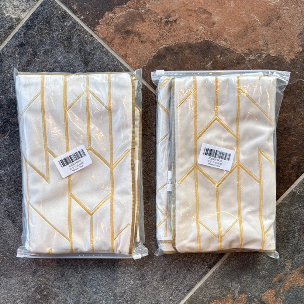 Gold and Cream Geometric Pillow Covers